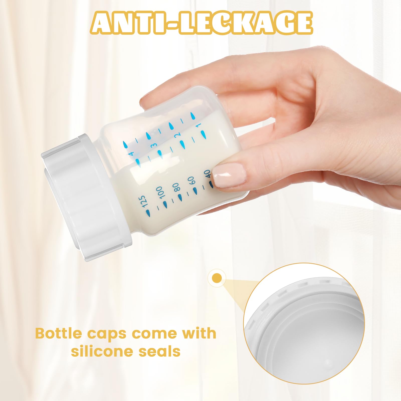 Chiusure per bottiglie da viaggio, per bottiglie Avent, chiusura di ricambio per biberon con anello di tenuta, personalizzate (5 cm, pezzi, 6)