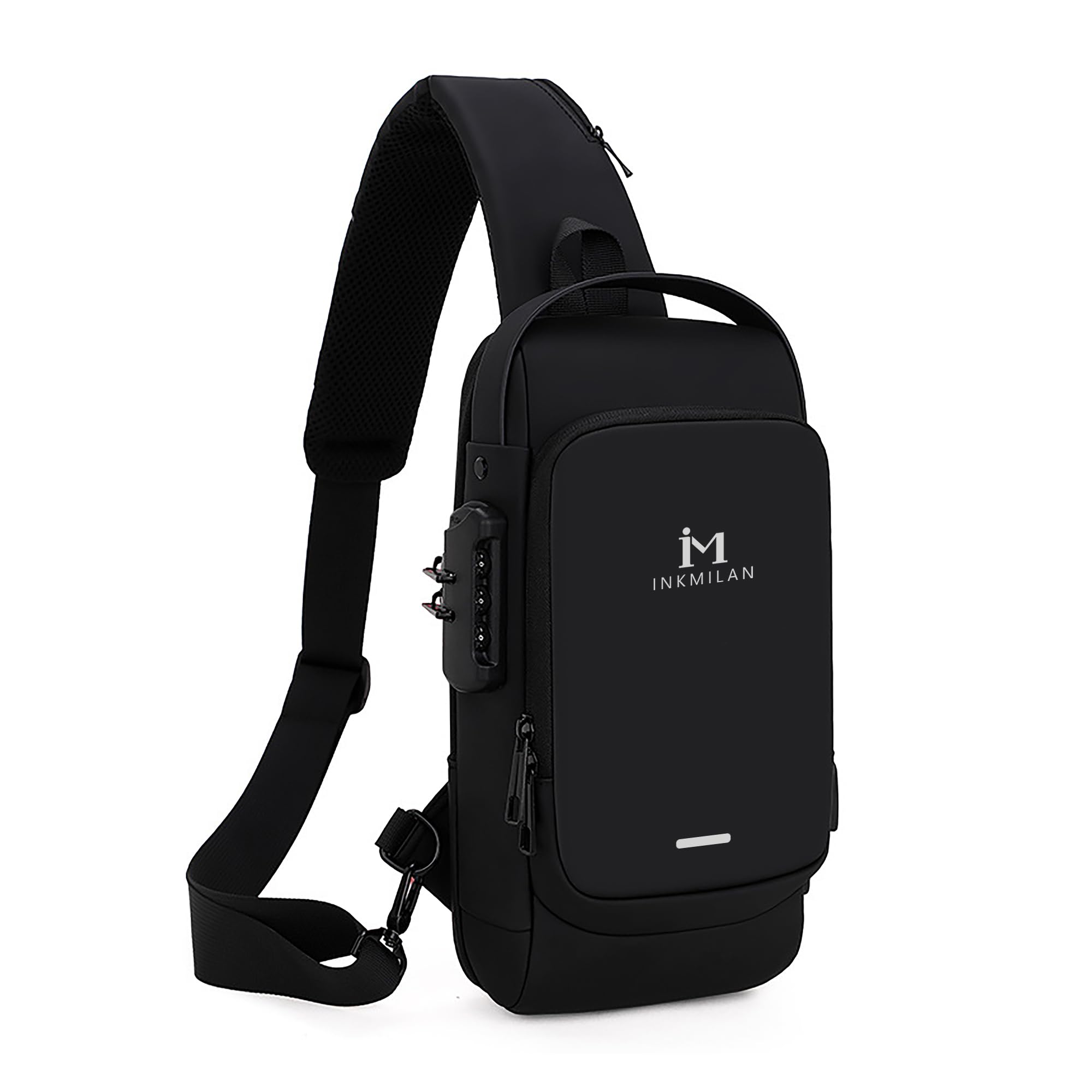 INKMILAN Unique Design Anti-theft Waterproof CrossBody Bag With Password Zipper Lock and USB Charging | Office, Travel, School Sling BackPack for Adults (Black) (B0C6XM6MFP) Amazon Price History, Amazon Price Tracker