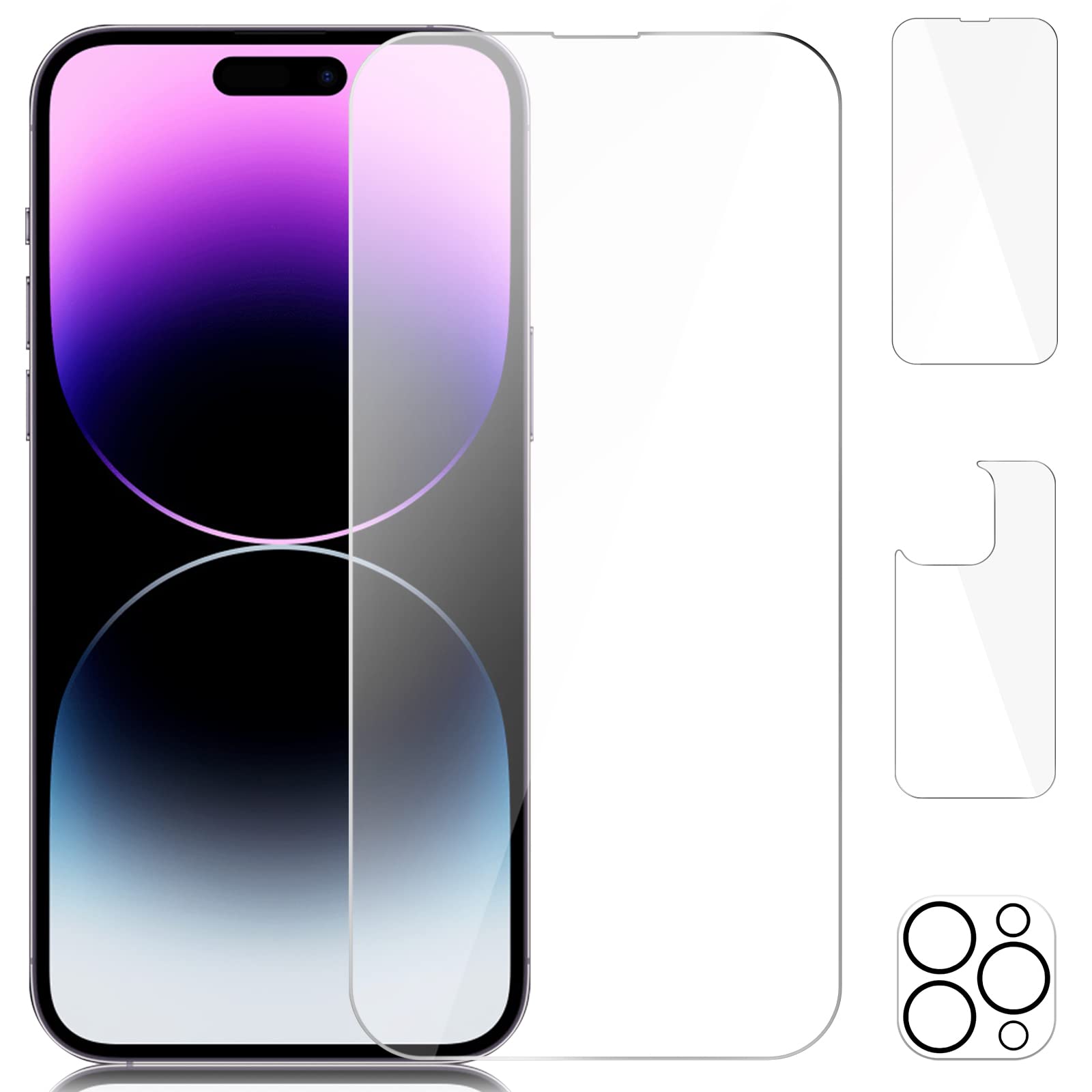 Beeyoka[3 Pack Screen Protector for iPhone 14 Pro Max,Front and Back Screen Protector,Camera Protector Anti-Fingerprint/Scratch (6.7 inch)