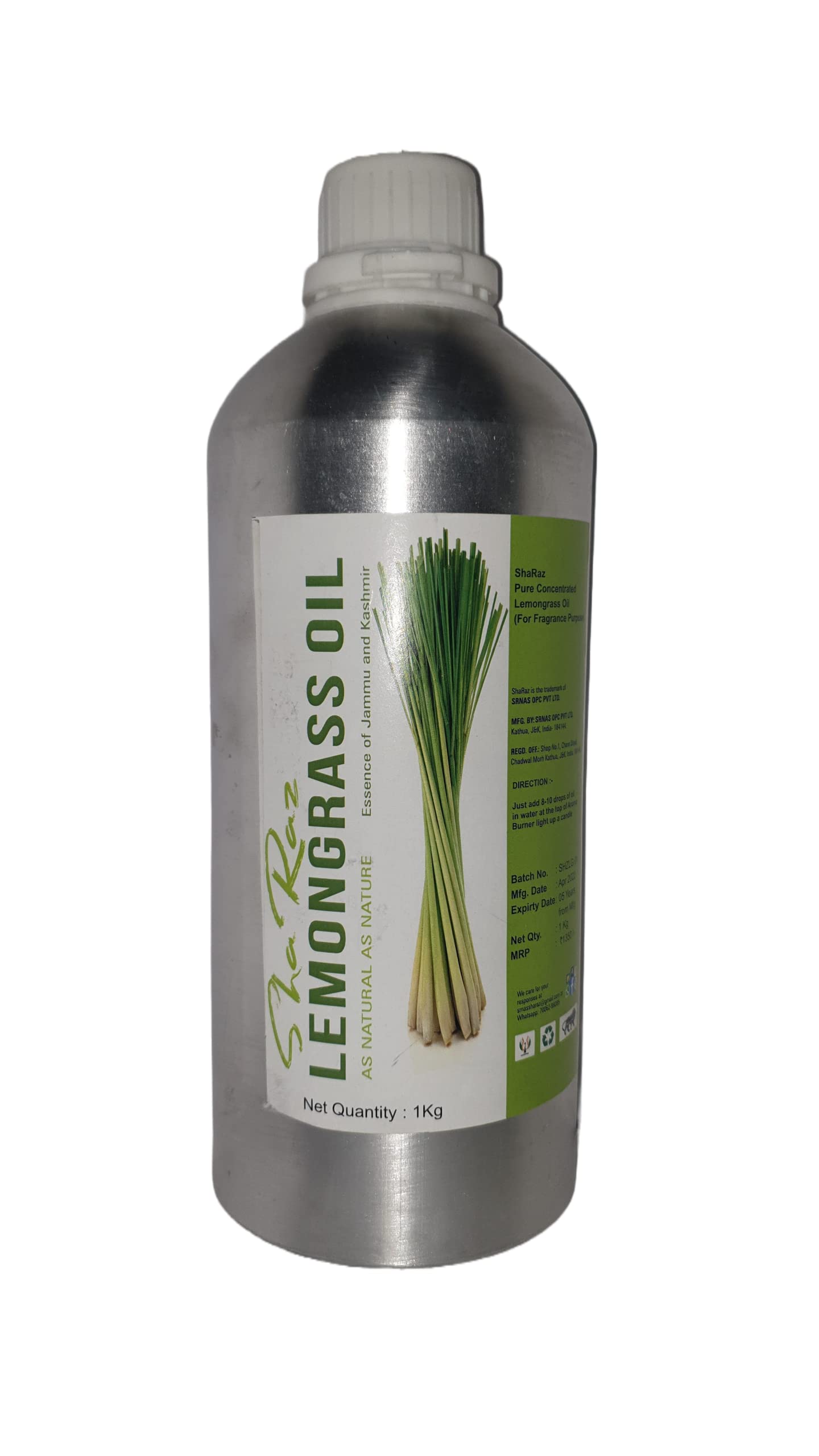 ShaRaz Lemongrass Fragrance Oil 1L for Diffuser Aroma Natural Organic Scented Oil for Aromatherapy Scented Candles Soaps Aroma Making Lemongrass Oil for Diffuser Relax Calm Mood - 1 Ltr (B0BZRVHVVR) Amazon Price History, Amazon Price Tracker