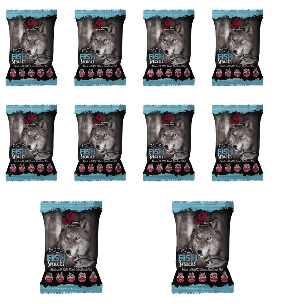 Snacks de Pescado para Perros Alpha Spirit 10 Bolsas de 50 grs Cada una. Natural y Sin Cereales | ANIMALUJOS