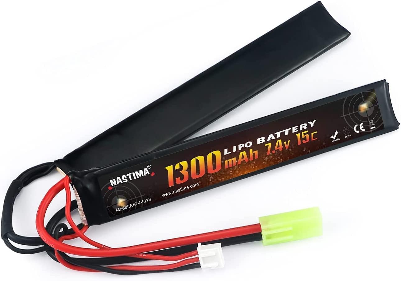 NASTIMA Batterie LiPo 7.4V 1300mAh 2S 15C Avec Connecteur Deans-T Pour Airsoft AEG