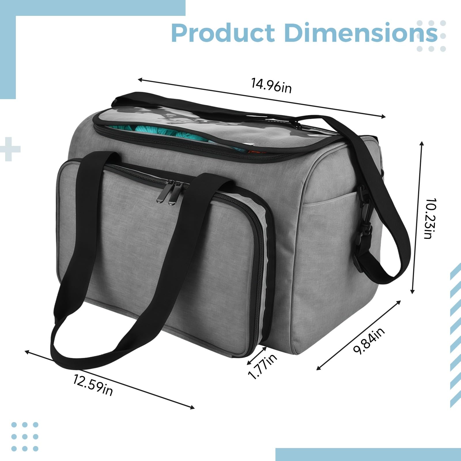 Borsa da viaggio da parrucchiere, in tessuto Oxford, con divisori regolabili, finestra trasparente e tracolla, organizer per acconciature e accessori fai da te