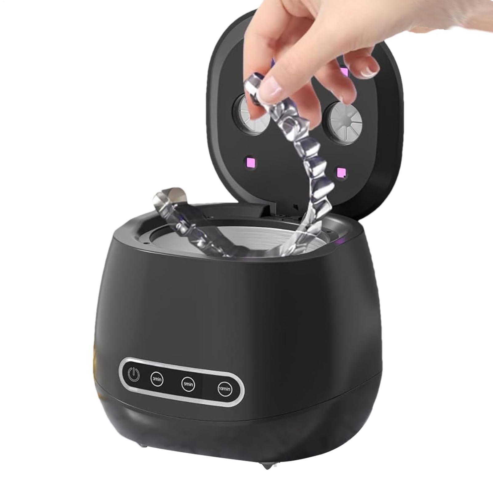 Pulitore Dentiere | Pulitore per Cinturini da Orologio 52kHz - Dispositivo | Pulizia Ritenzioni UV Ultrasonico Per Adulti Bambini Viaggio Allineatori Bite Dentiere Gioielli Casa