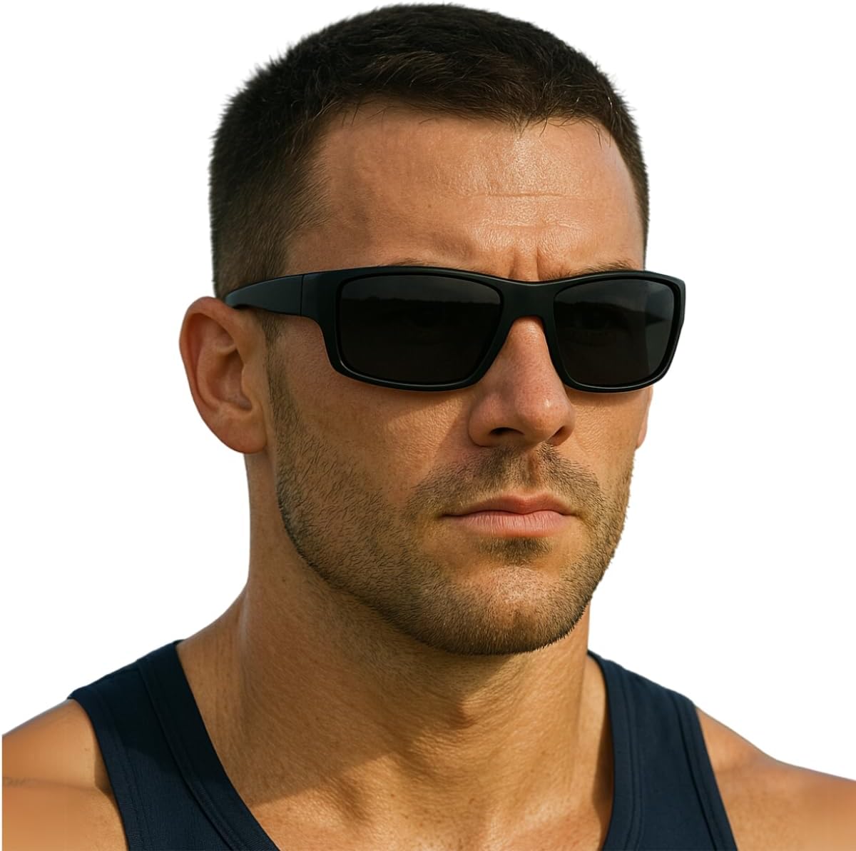 Óculos de Sol Esportivo Masculino, Polarizado, Proteção UV400, Armação Preta, Para Pesca Óculos de Sol Esportivo Masculino, Polarizado, Proteção UV400, Armação Preta, Para Pesca