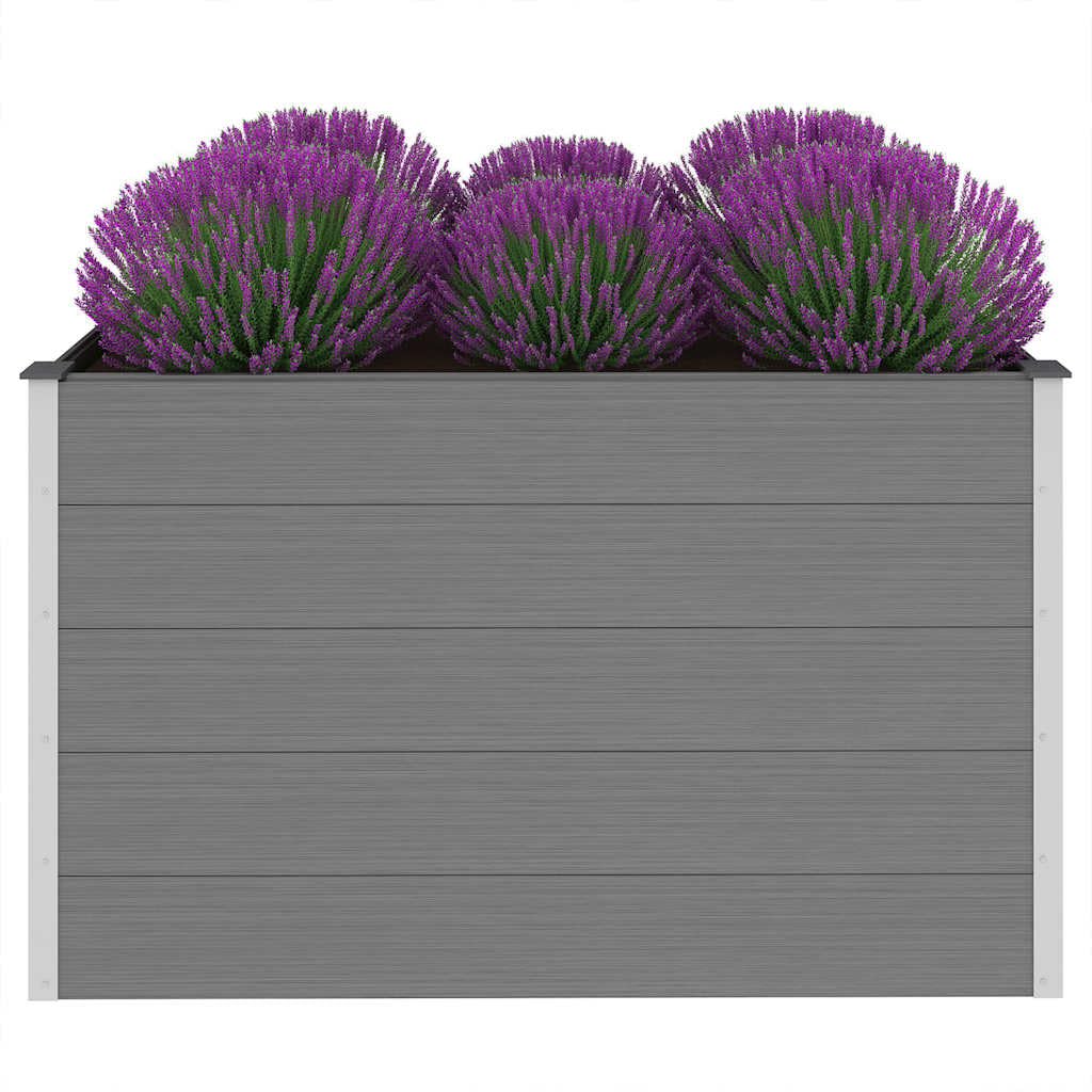 Letto Rialzato Giardino WPC Fioriera Orto Grigio 150x100x91 cm | Fioriera da esterno con pareti rinforzate in acciaio e fondo aperto, ideale per coltivare piante sul terrazzo.