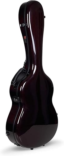Crossrock Air Carbon - Funda para guitarra clásica 44, carcasa rígida de fibra de carbono 100% con mochila y funda protectora, color rojo