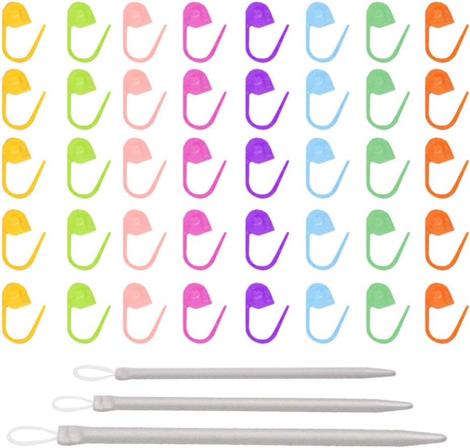 Aluminium Wool Needles,Multi-Colour, Set of 3 & Plastic Locking Stitch Markers, Pack of 40