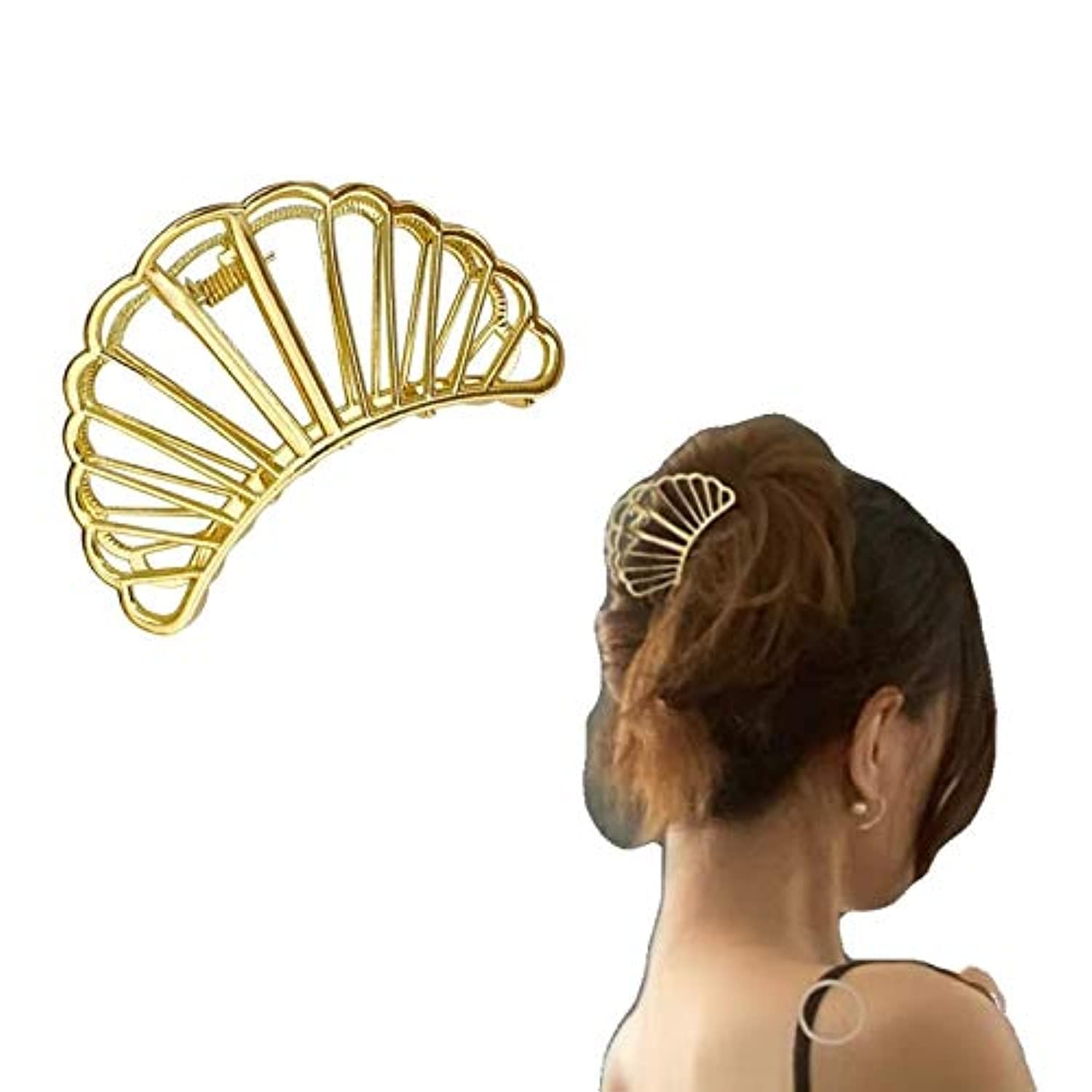 Willsea Shell Hair Claw Clips for Multiple Use with Large Metal Clamp for Thick Hair, Hair Catch Barrette with Korean and French Styles, Hairpins Accessories for Girls and Women Golden Color