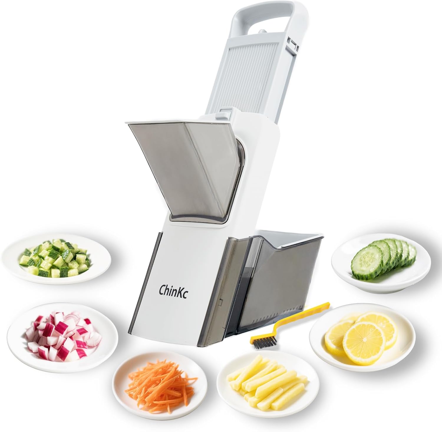 Upgrade Safe Mandoline Slicer for Kitchen, Adjustable Vegetable Food Chopper Potato Fries Cutter, Removable, with Draining basket, Kitchen Chopping Artifact, Gift