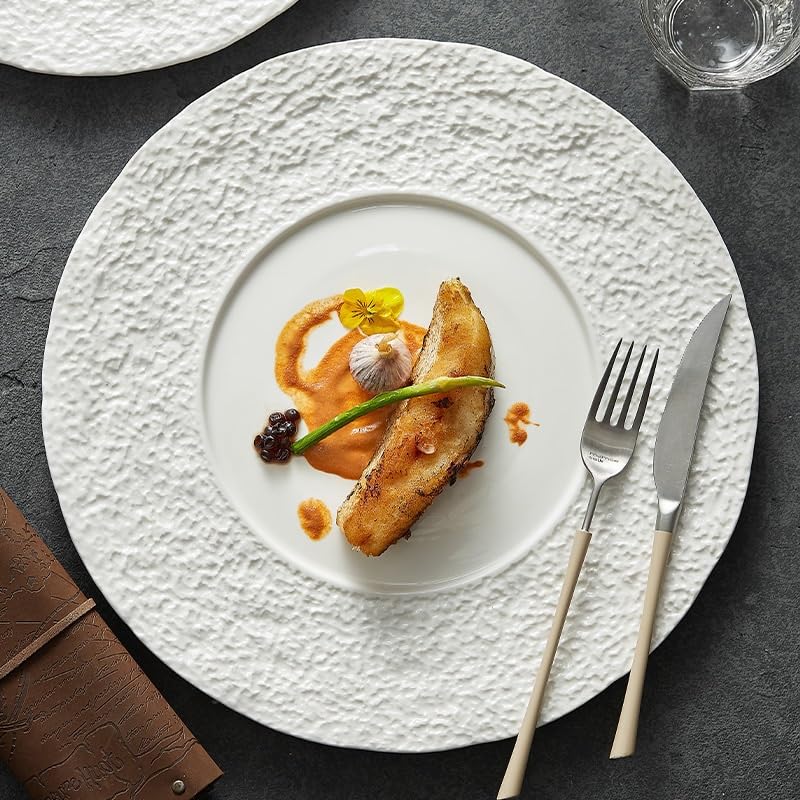 Assiettes Service de Table Assiette plate en céramique à motif rocheux, assiette de cuisine occidentale, ménage(S)