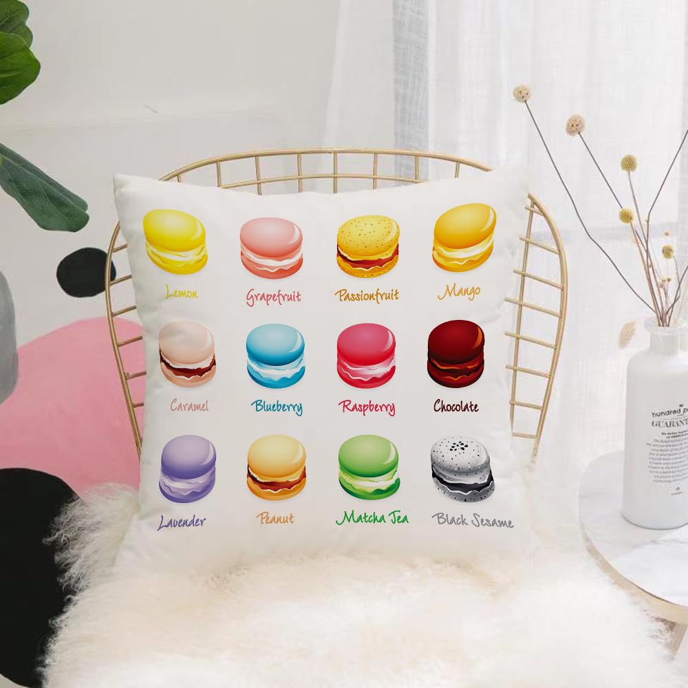 HYOSXW Cushion Cover,Throw Pillow Case Home Decorative for Living Room Bedroom Sofa Chair 16X16 Inch,Colorful french macaron cookies with different flavors,Pillowcase 40X40cm
