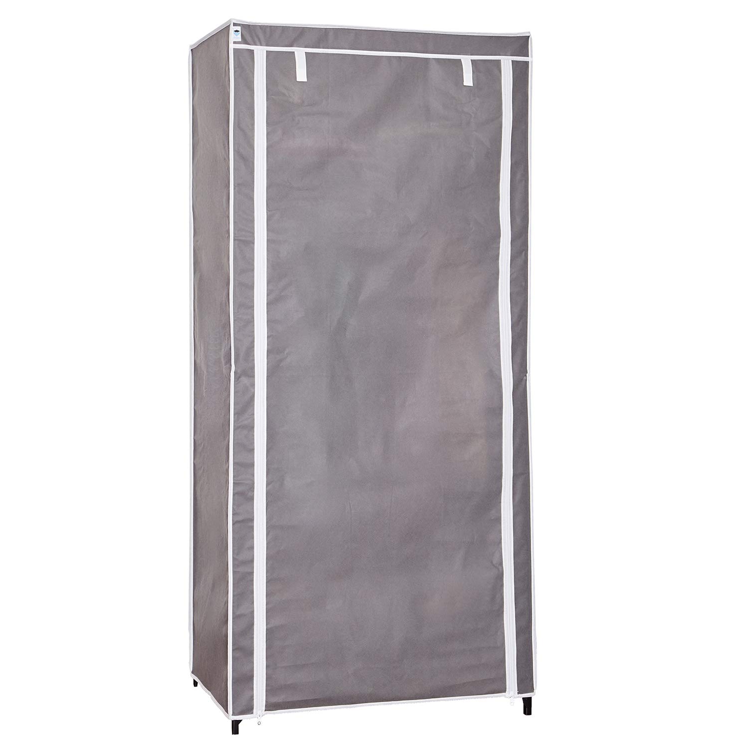 LOVE IT STORE IT Stoffschrank mit Kleiderstange und Ablagefach - Faltschrank für die Aufbewahrung von Kleidung, Schuhen und mehr - Grau Uni - 80 x 50 x 175 cm (LxBxH)