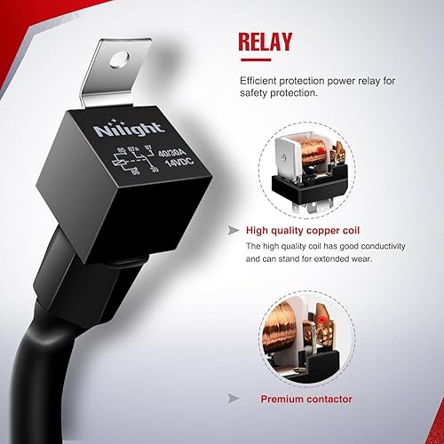 Miniatura 31 de Barra de luz LED Nilight. arnés de cableado, kit de 12 V, interruptor basculante, láser de 5 pines, interruptor de encendido y apagado impermeable