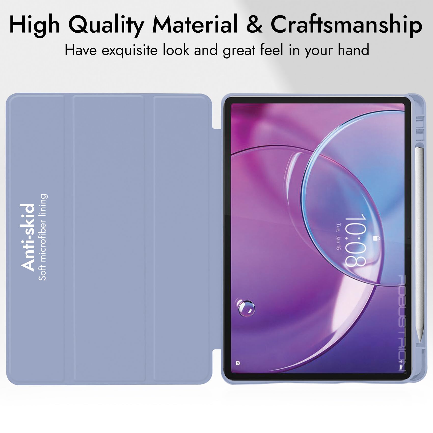 Robustrion Case for Lenovo Idea Tab Pro 2nd Gen 13 inch Cover Case with [Pencil Holder] [Soft Flexible Case] for Lenovo Idea Tab Pro Gen 2 Cover Case 13 inch [Auto Sleep Wake Support] - Lavender — Amazon image 5