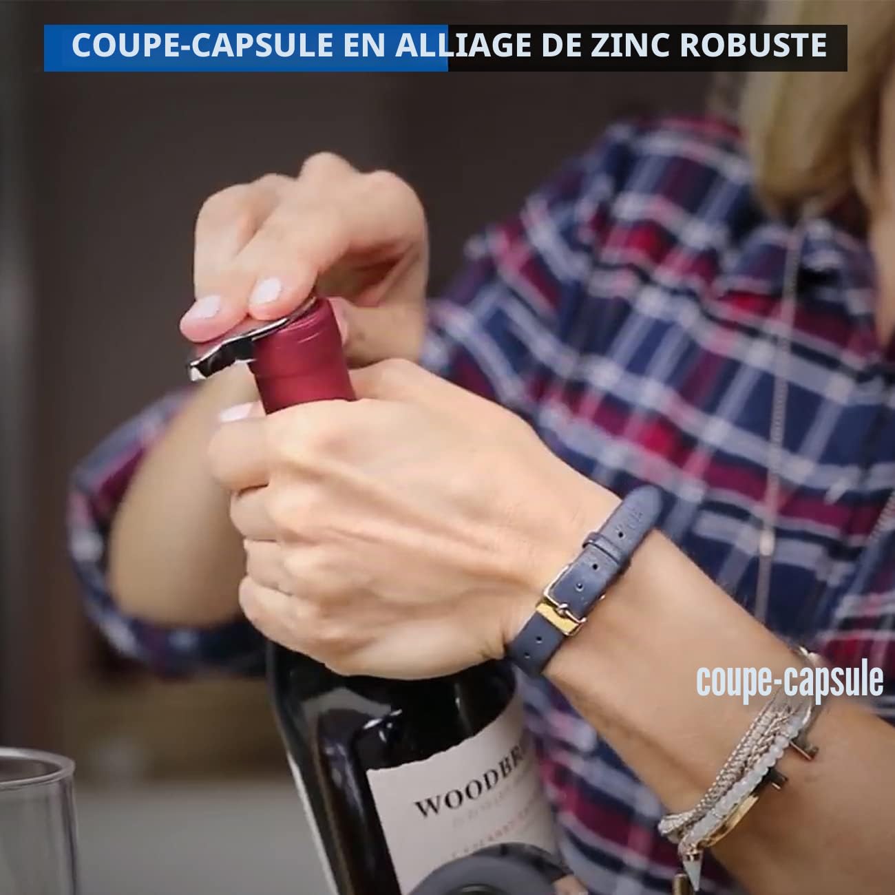 Keissco Tire-bouchon compact à levier vertical en acier inoxydable avec coupe-capsule