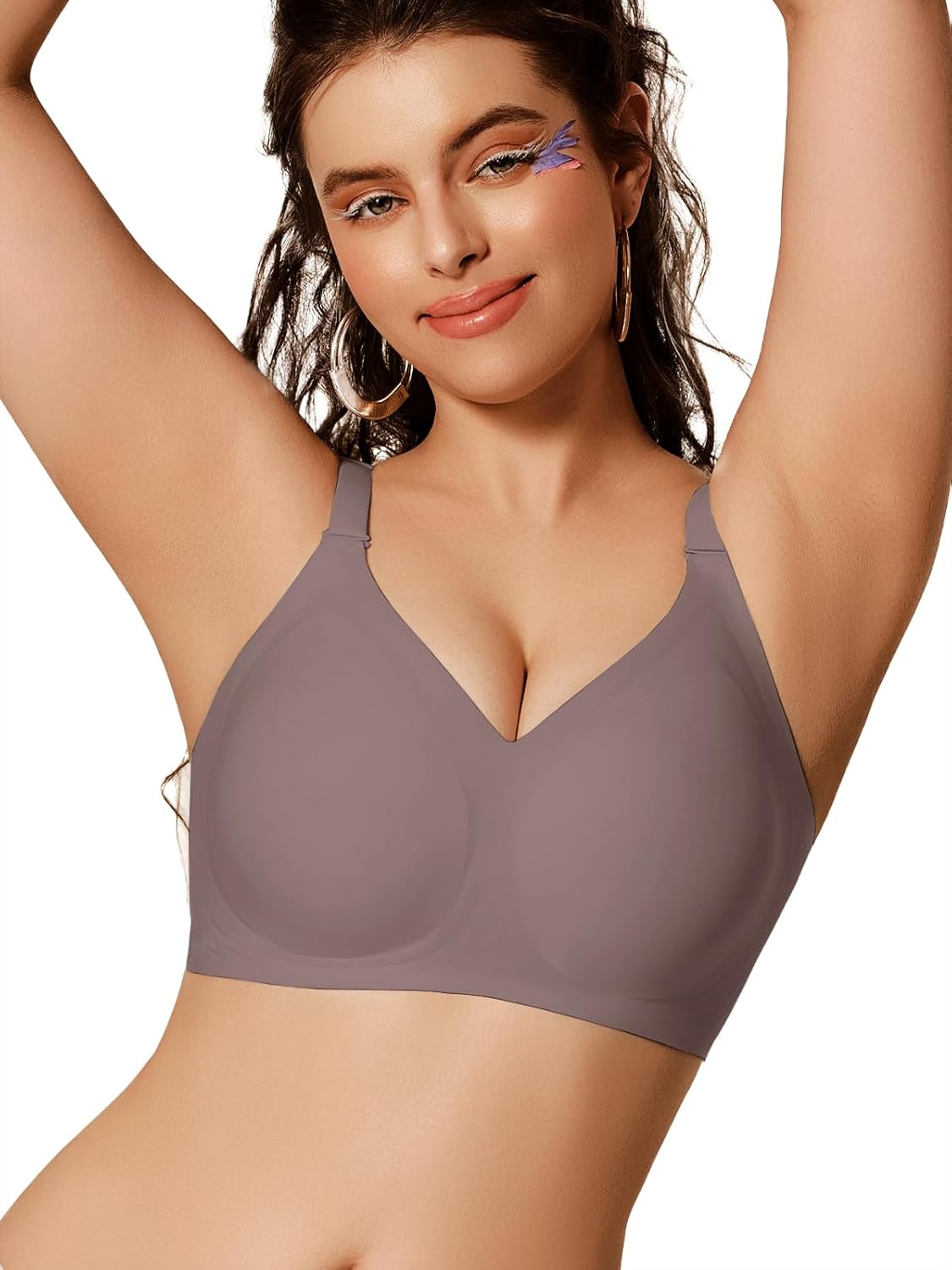 COCOMARTS Jelly Bras for Women No Underwire Push Up Seamless Supportive Plunge Bra Full Coverage Comfortable Bralettes - Image 3