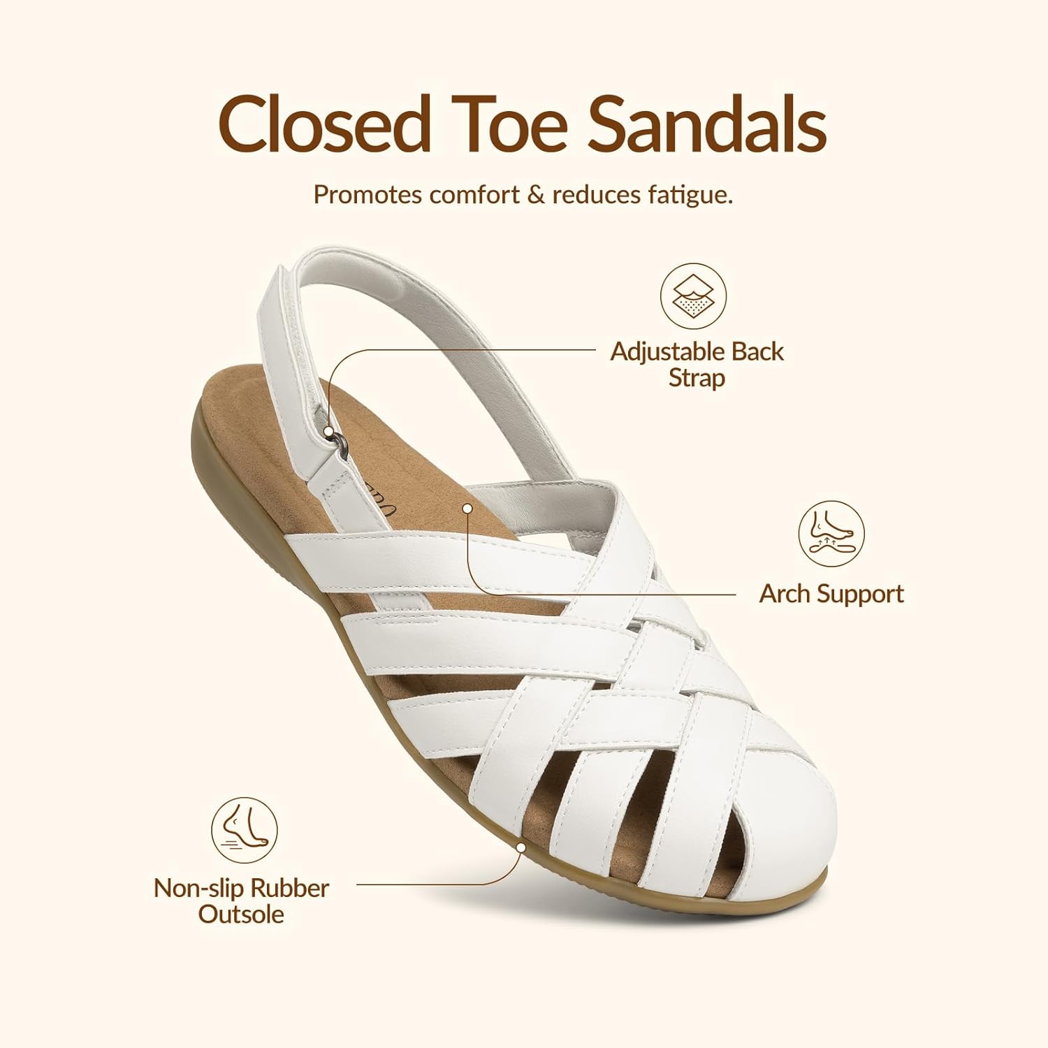 Rihero Closed Toe Sandals Women Comfortable Arch Support Fisherman Walking Sandals with Adjustable Strap - Image 5