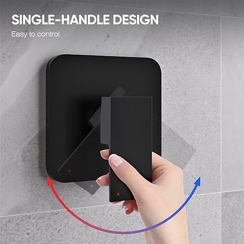 Miniatura 8 de Juego de grifo de ducha, grifo de ducha negro con cabezal de ducha de 8 pulgadas, juego de cabezal de ducha y mango de metal, kit de molduras de