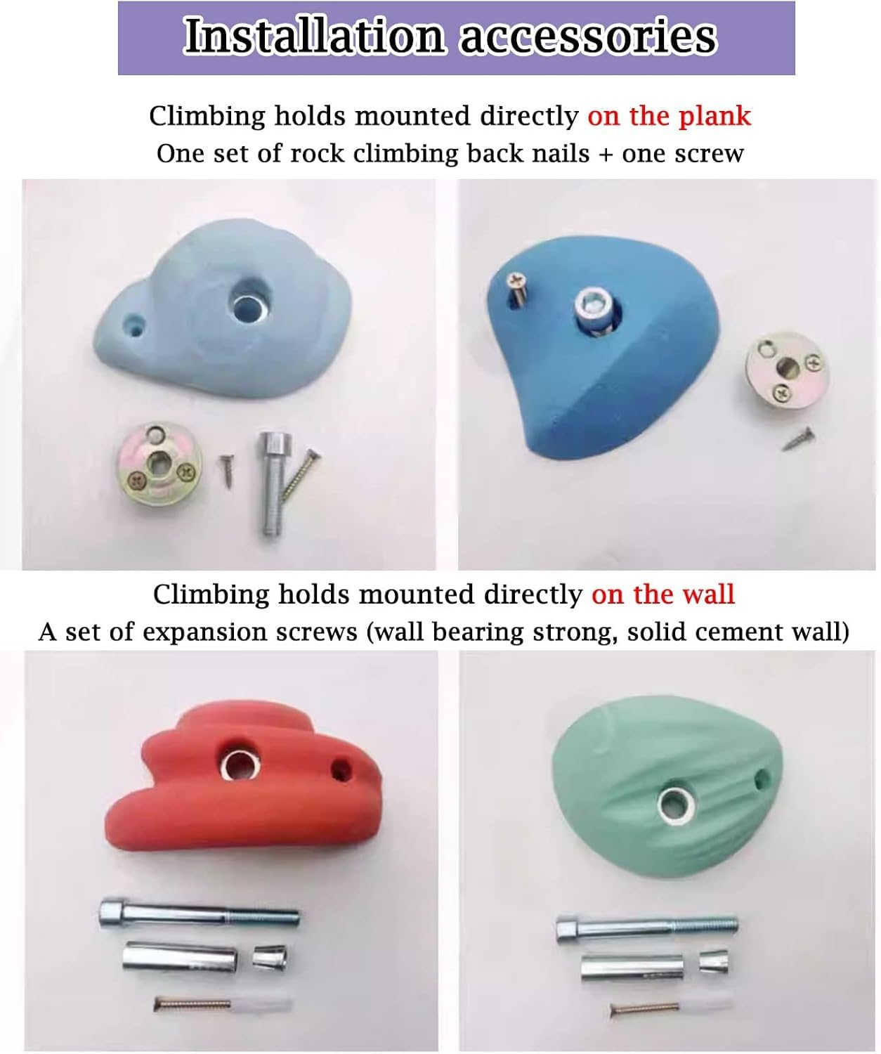 Empuñaduras de pared para escalada en roca para adultos y niños, soportes resistentes, 5 unidades