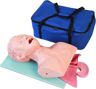Intubation First Aid Practice Model Adult Electronic Human Tracheal Intubation Training Model Training Simulator Airway Manikin for Teaching Pratice,Without Alarm