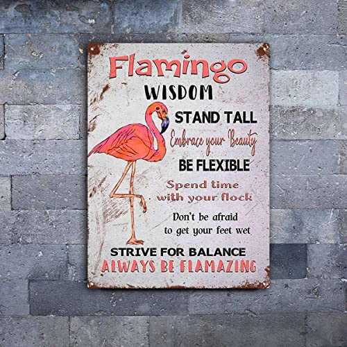 Xitangyouyu Flamingo Wisdom Metal Sign - Inspirational Indoor Outdoor Flamingo Decor Sign - Decorative Beach Sign With Glossy Finish - Pre-Drilled Holes For Easy Mounting 12X16Inch/Tin Sign… #TOP4