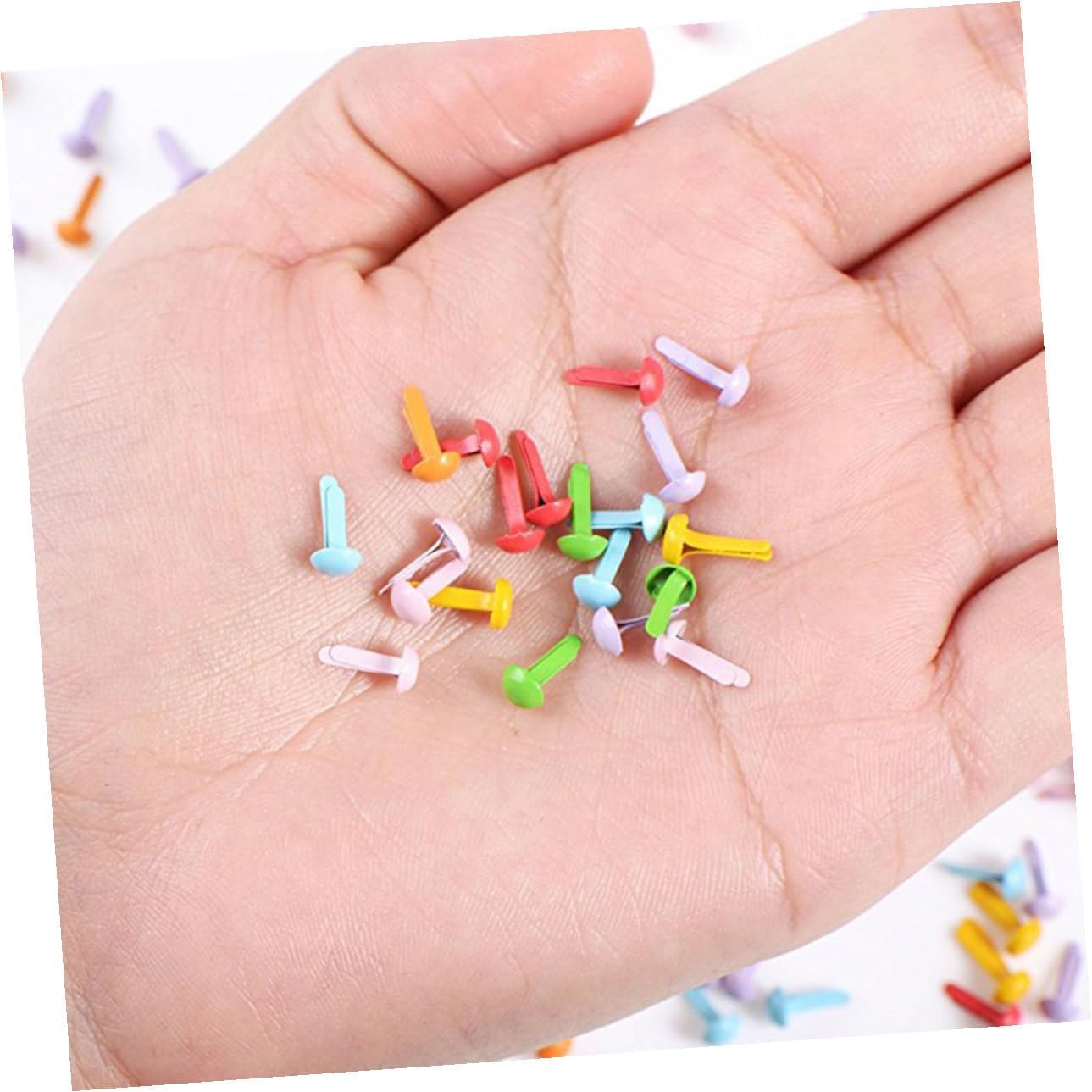 Gogogmee 150pcs Mini Round Colorful Brads for DIY Crafts Non-Fading Fasteners Assorted Random Colors Handmade Scrapbooking and Art Projects Supplies Random Color