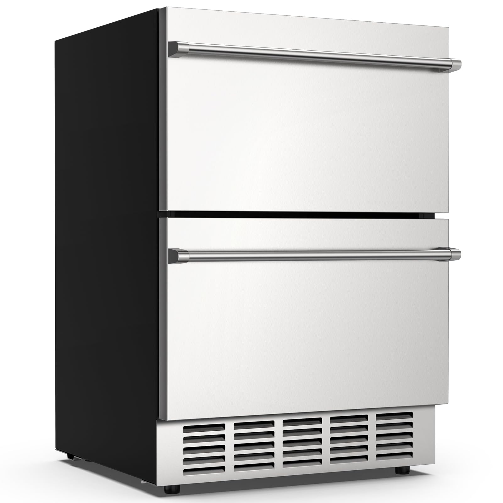 Mojgar 24 Inch Under Counter Drawer Fridge, Beverage Refrigerator with Double Drawer Storage, Built-in Beverage Refrigerator for Home & Commercial Use, Outdoor Fridge for Patio, Stainless Steel | Fridge.com