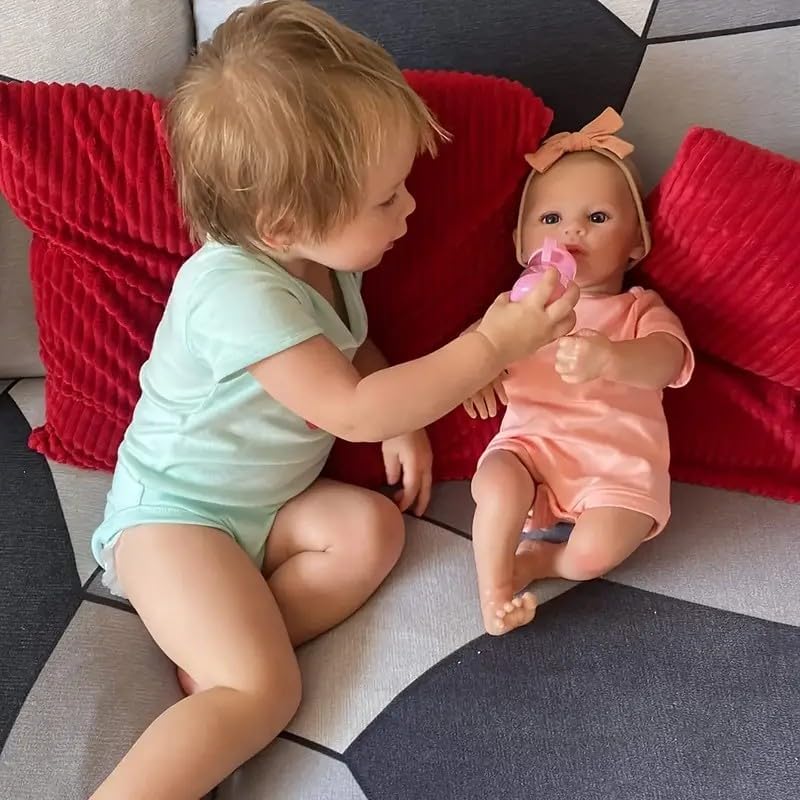 Miniatura 5 de iCradle Muñecas de bebé Reborn de 19 pulgadas, muñecas realistas de silicona para recién nacidos, muñecas de bebé lindas hechas a mano con ojos