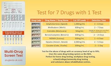 Drug Testing Kit, Tests for 7 Main Drugs in Urine, Test Home or Work, Detailed Instructions