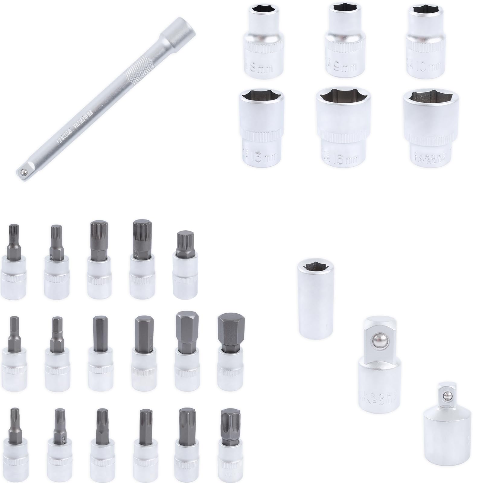 TECPO Motorrad Drehmomentschlüssel Set 3/8" 5-60Nm Schlüssel feine Abstufung