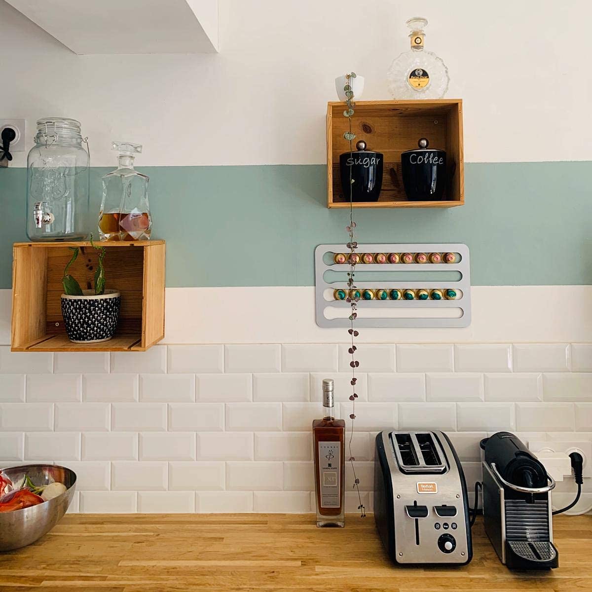 PODY® • Supporto, organizzazione per capsule, cialde di caffè • adesivo • compatibile con Nespresso Classic • alluminio composito argento