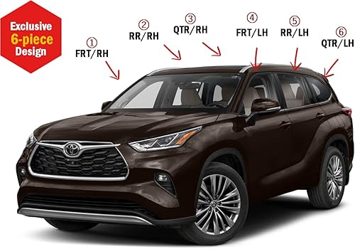Miniatura 3 de AUTOCLOVER - Juego de 6 protectores de lluvia con cinta adhesiva para Toyota Highlander 2020 2021 2022 2023 2024  deflectores de ventana, persianas