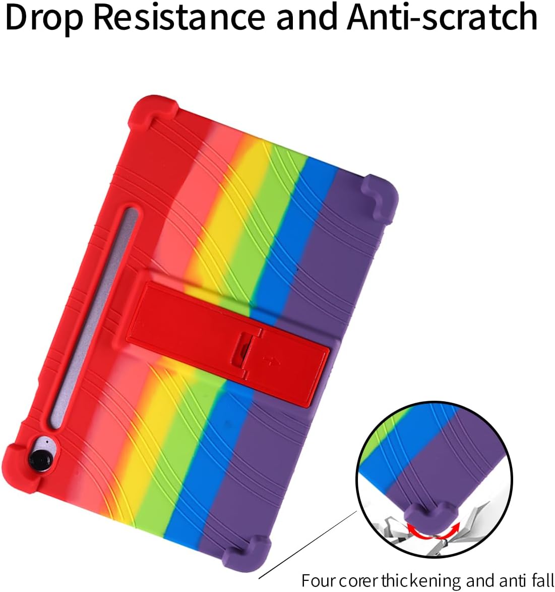 for Samsung Galaxy Tab S10 FE+ Tablets Case 13 inch,BOVUGAC Soft Silicone Adjustable Stand Shockproof Kids Friendly for Samsung Galaxy Tab S10FE+ Tablets(Rainbow)