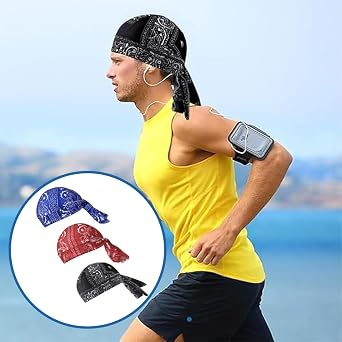 3pcs Sports Bandana Cap Hat Anti-UV Protection Headwear Hat Skull Cap Women Men Headscarf Pirate Hat Biker Scarf Headband Cycling Hat Summer Under Cycling Helmet Pirate Hat