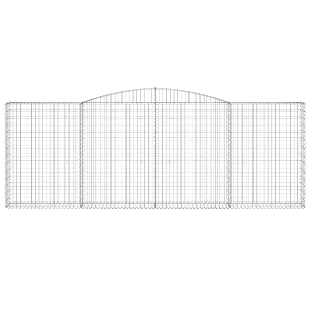 Gaviones de arco alto 4 piezas 400x30x140/160cm de hierro galvanizado para barreras de jardín como protección de visión y decoración de aislamiento acústico