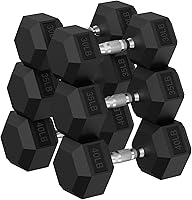 Vista 29 de Hex Dumbbell 45-480 lb Set, Rubber Encased Exercise & Fitness Dumbbells for Home Gym, Hand Weights for Strength Training