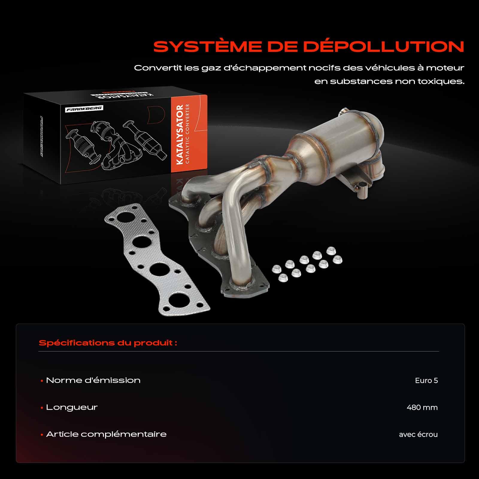 Frankberg 1x Catalyseur Essence Compatible avec C3 Picasso SH 1.4L 1.6L Min.i R56 1.4L 1.6L Min.i Cabriolet R57 1.6L 207 WA WC 1.4L 1.6L 308 CC 4B 1.6L Remplacer# 1609163980