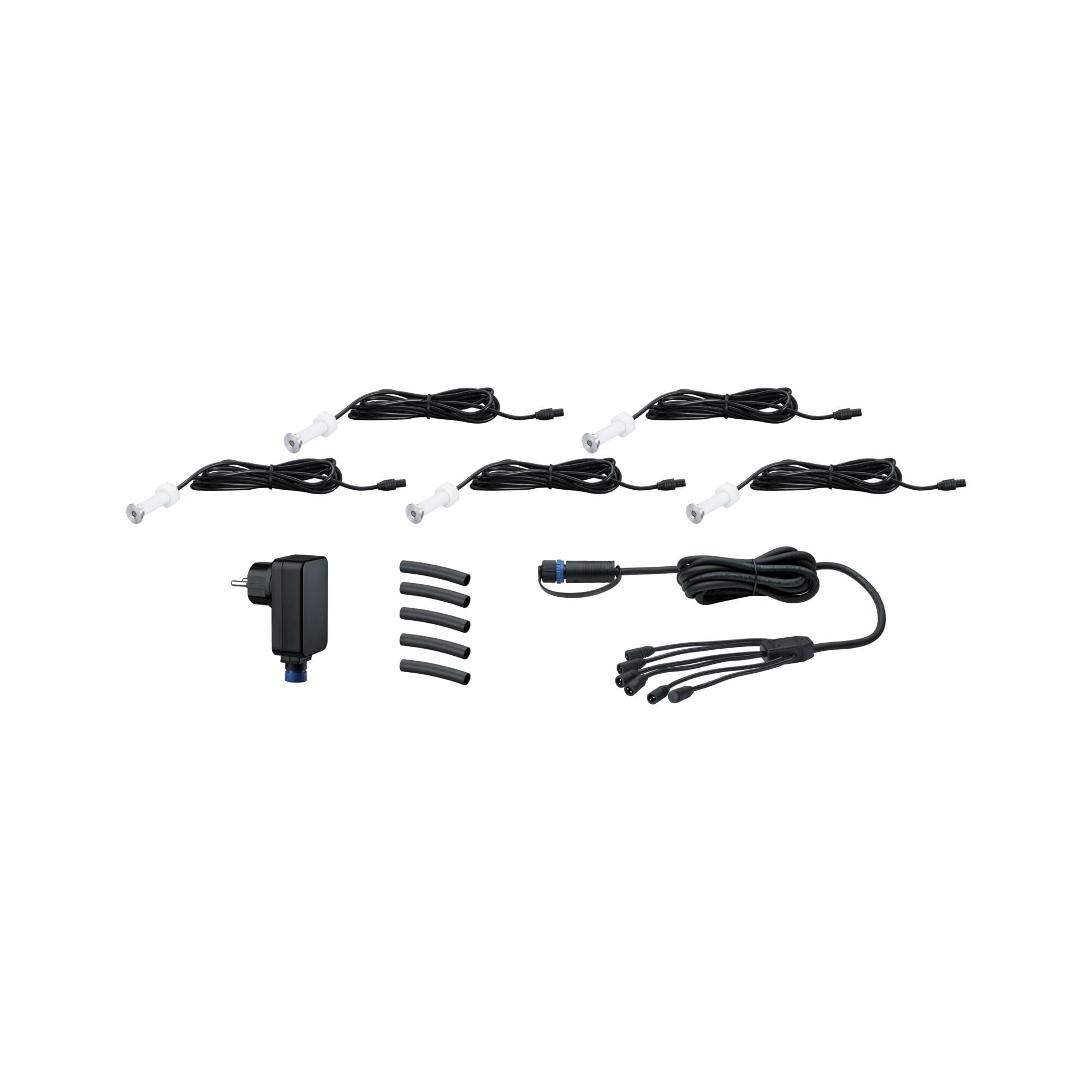 Paulmann 93695 Outdoor Plug&Shine Kit encastrés extérieur MicroPen II, 5x0,22W, (incl. driver), IP67, 3000K, Acier inoxydable argent 4,6 x 1,5 x 4,6 cm