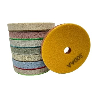 4" 8PCS Diamond Sponge Fiber Polishing Pad 150-10000 Grit - Polishing Tile Stone Marble Concrete Clean Wet Use Buffing Pad8pcs,4 Inches