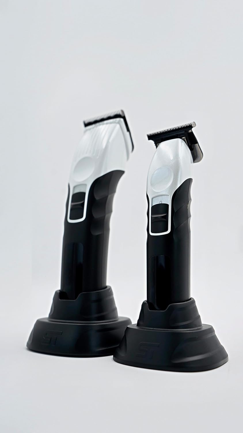 Supreme Trimmer 2-in-1 2Spee Beard Trimmer & Hair Clipper Combo | Removable Blades, 2 Speeds, LCD Display | Cordless Professional Barber Tools - Easy Color Coded Clipper Guide Combs | STB280 (White)