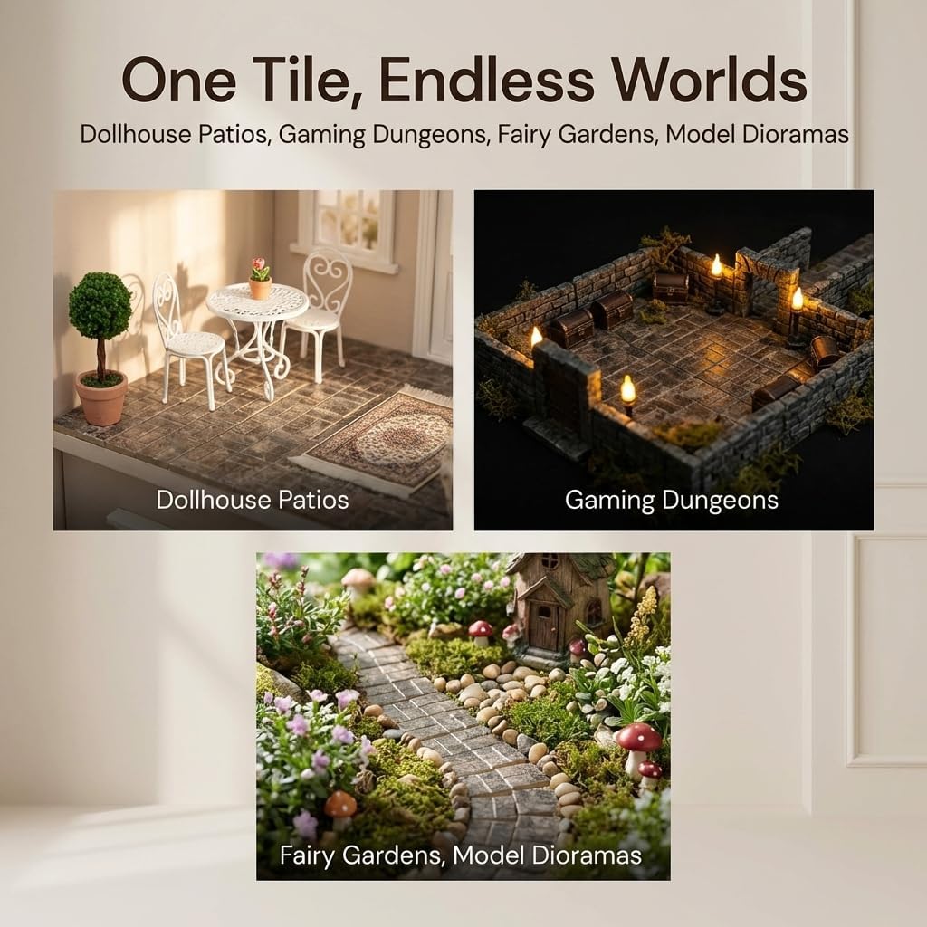 100pcs, Dollhouse Miniature Paving Stones, Tiles for Modeling, Fairy Garden, and Tabletop Terrain, REDUCIO! (Medieval Fortress Bricks, Large Pack)