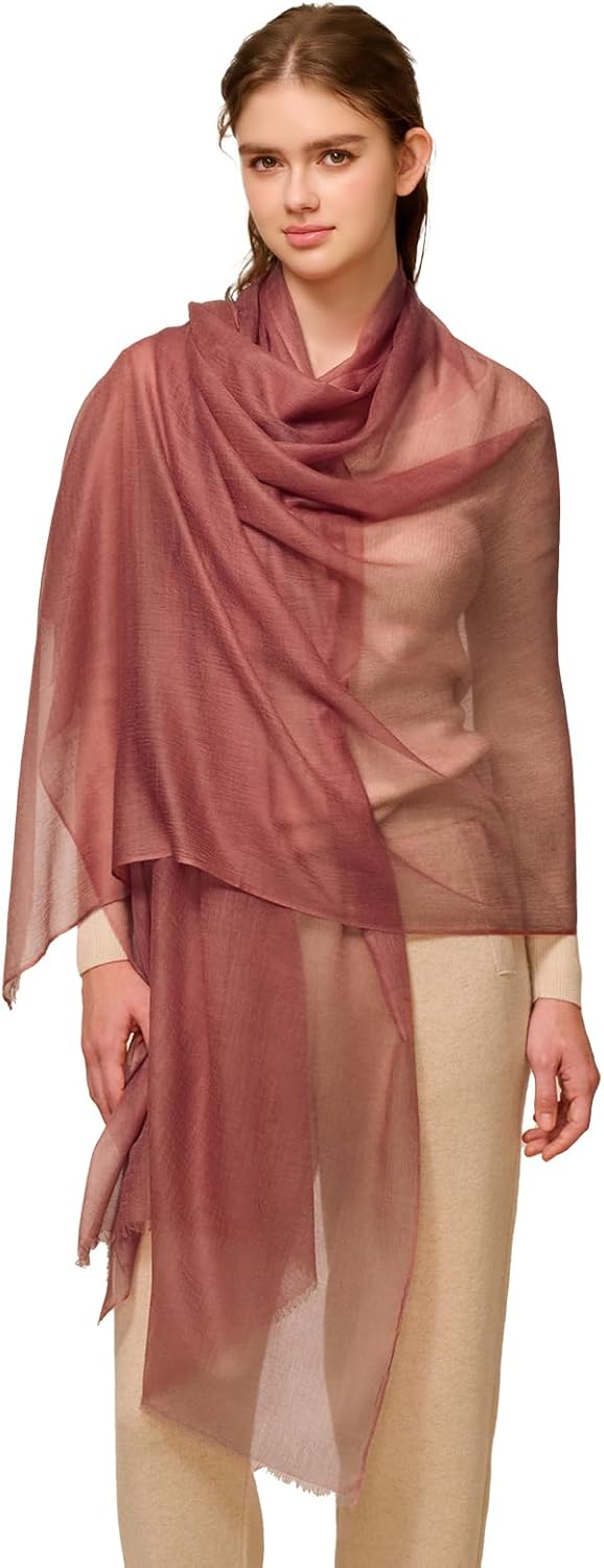 Luxury 100% Cashmere Shawl Wraps for Women, 91''x40'' Featherlight Pashmina Scarf, Travel Wrap for All Seasons