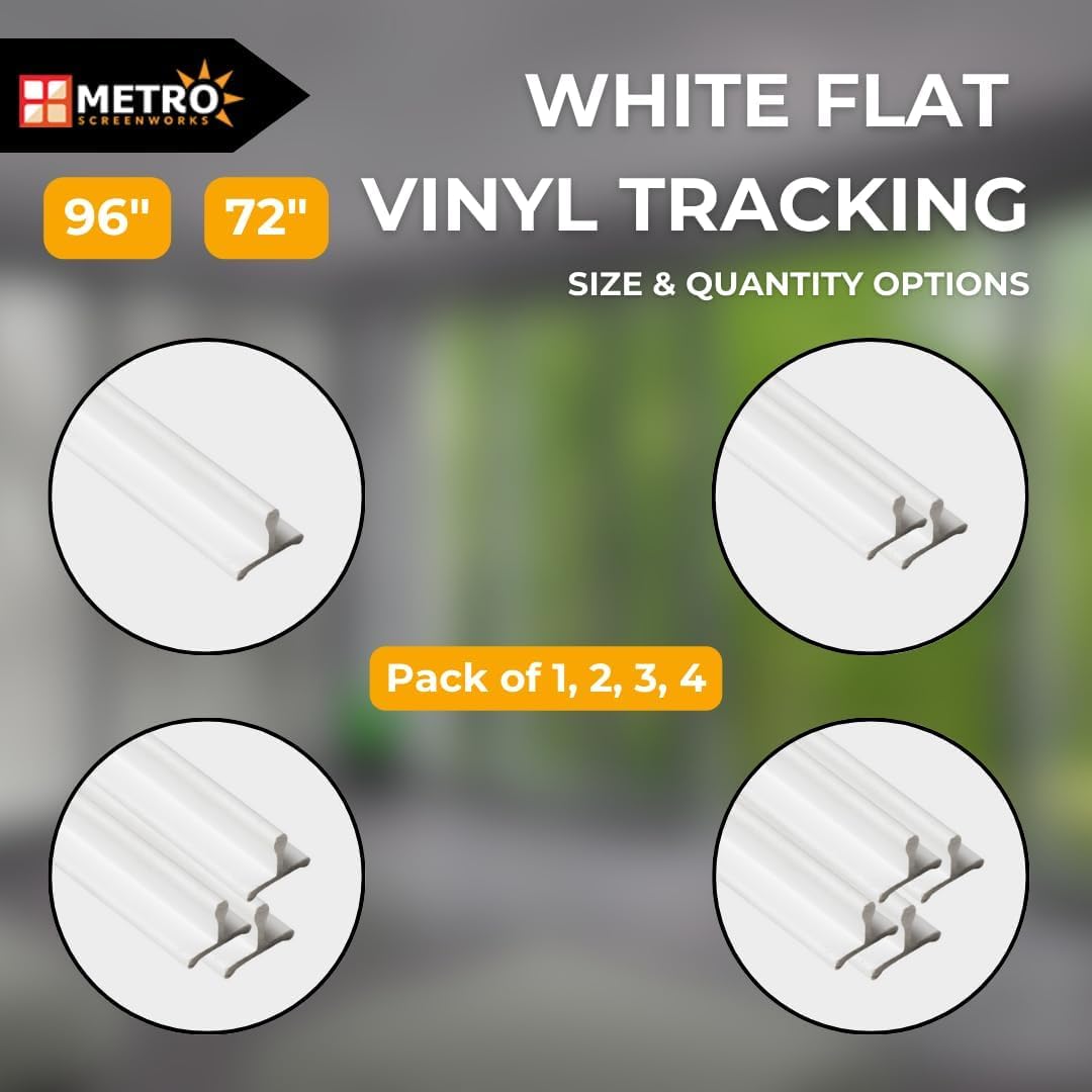 Sliding Door Bottom Track - Replacement Sliding Screen Door Track System - Easy Assembly Sliding Door Hardware & Replacement Tracks - Modern Flat White Vinyl Bottom Tracks - 72 in, 1 Piece