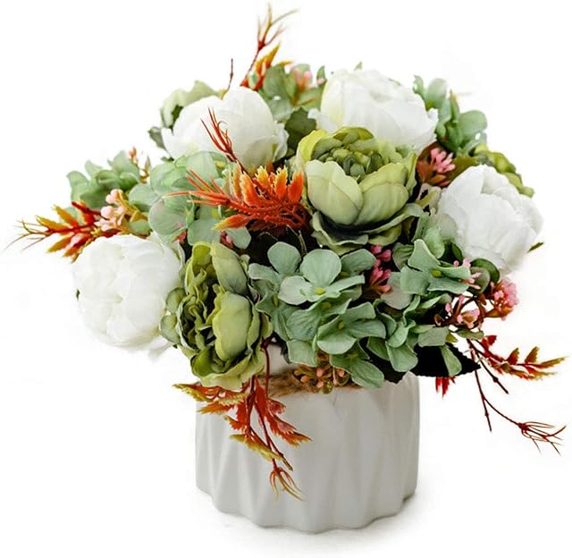 shuntaiwei Artificial Flowers Hydrangea Chrysanthemum Potted Fake Flowers Hanging Potted Plants For Home Living Room Office Party Decoration