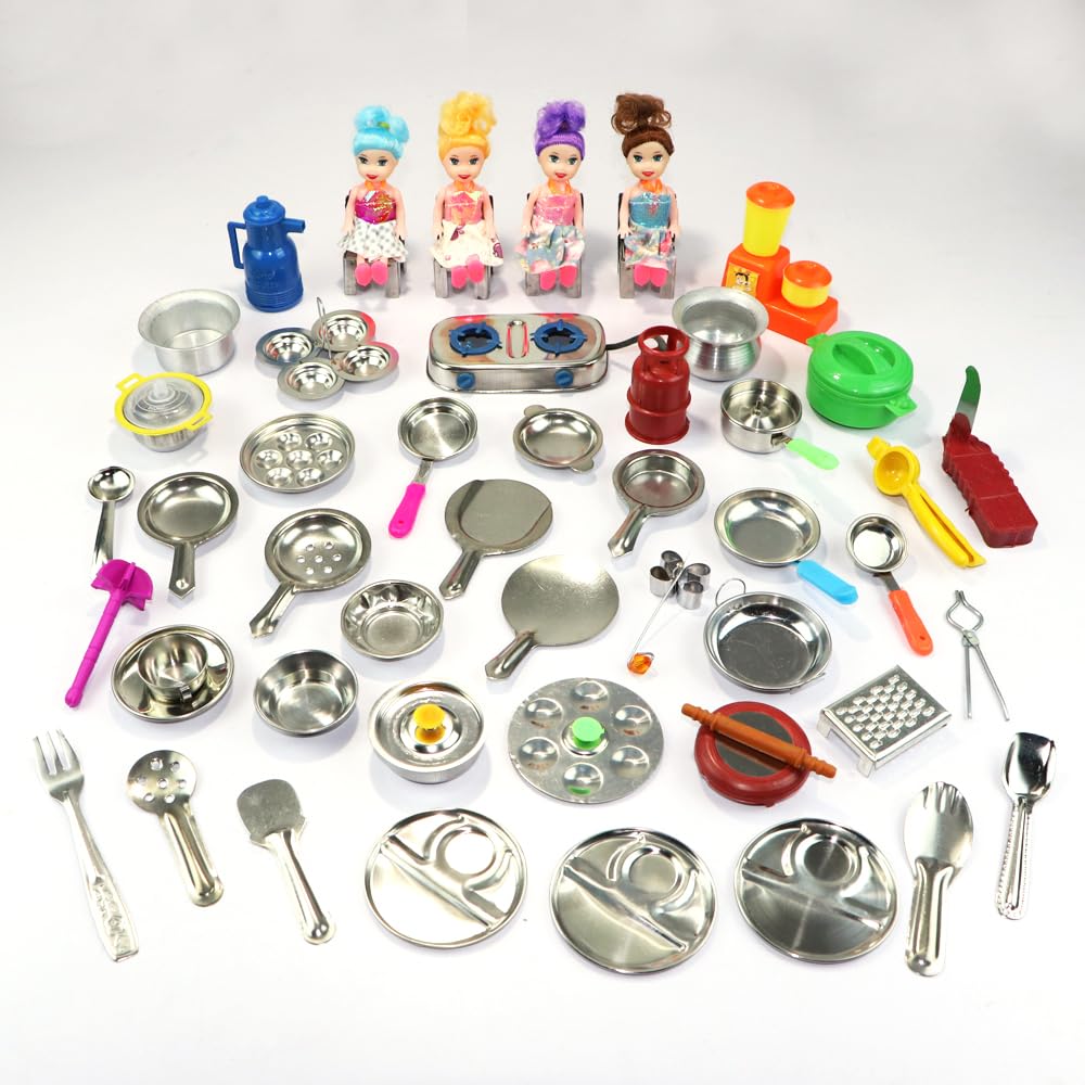 Varnika Stores Miniature Kitchen Set, Kitchen Set for Kids Girls, Real Cooking Kit for Play, Steel Kitchen Set for Girls, Choppu Jaman, Miniature Cooking Set (Pack - 50) (B0CK866SZJ) Amazon Price History, Amazon Price Tracker