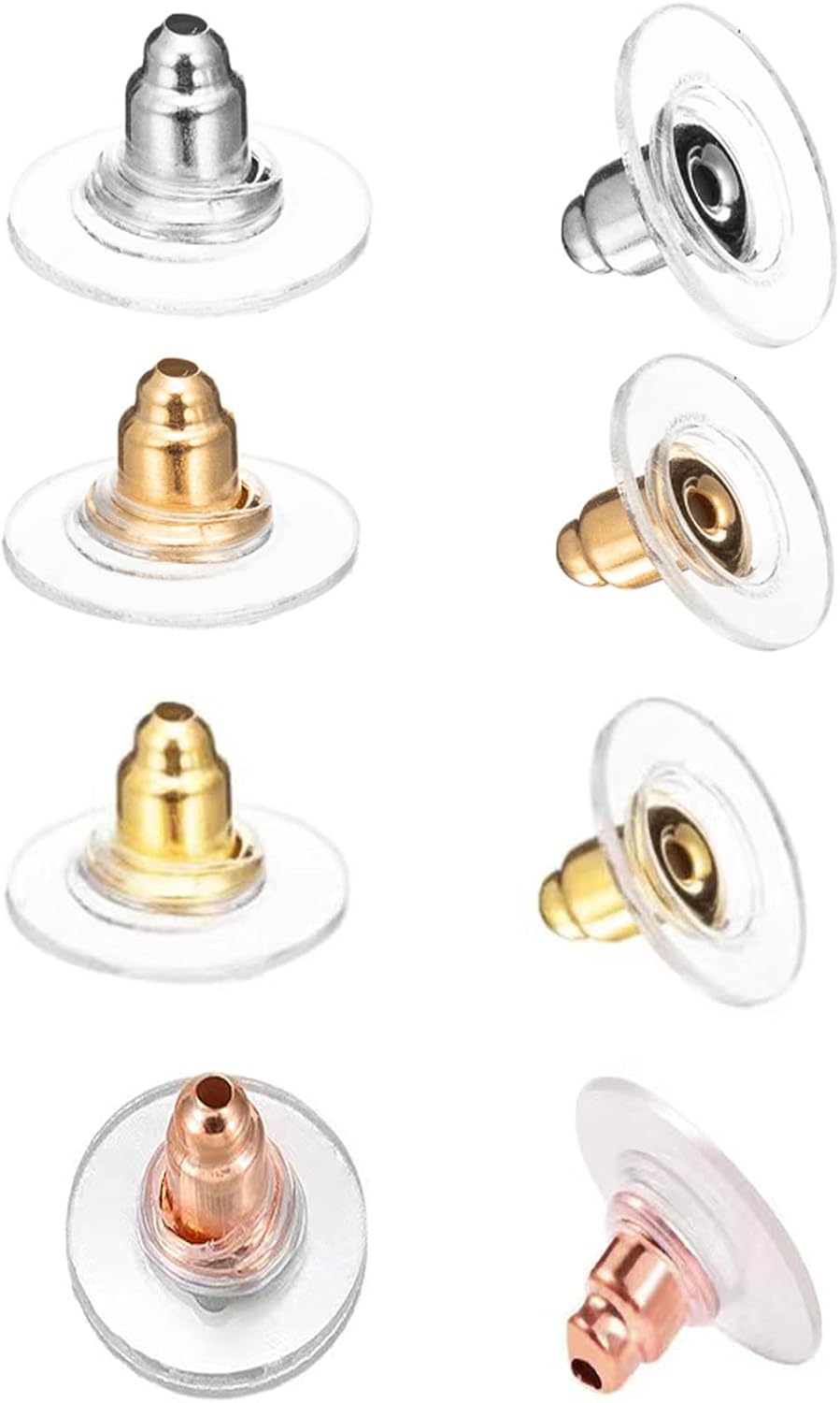 DSOMHZ Earring Backs-Earring Backs for Droopy Ears/Studs/Heavy Earring -100pcs Earring Lifters Bullet Clutch (Silver and Gold)