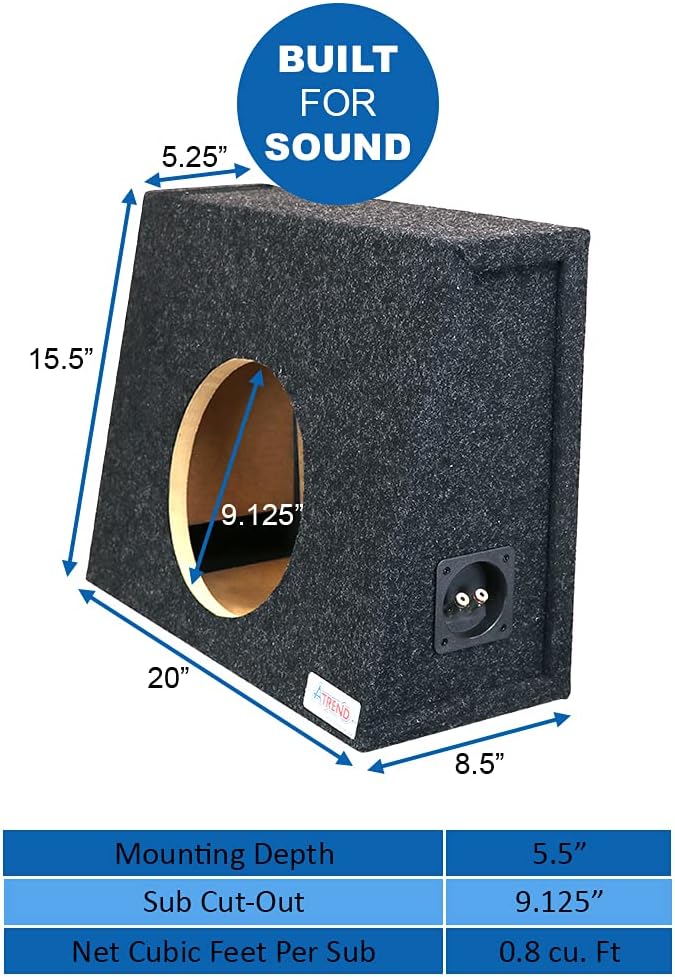 Bbox Single Vented 10 Inch Subwoofer Box - Universal Wedge Truck Enclosure - Premium Subwoofer Box Improves Audio Quality, Sound & Bass - Car Subwoofer Boxes & Enclosures with Nickel Finish Terminals : Electronics