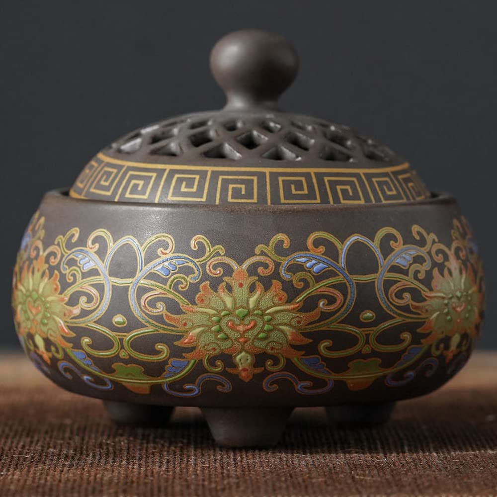 Brûle-encens en céramique 9,4 cm XIALON de style chinois pour encens maison