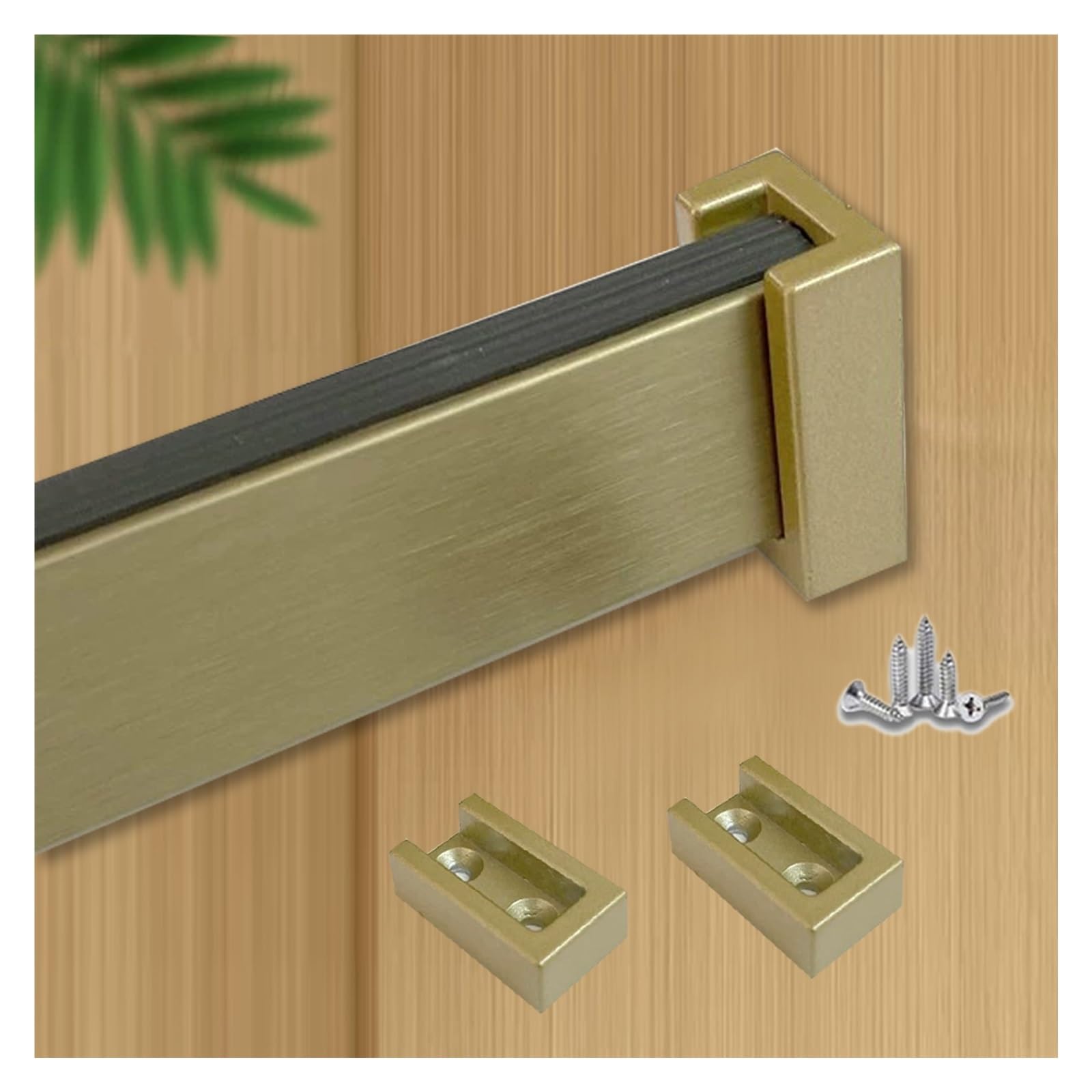 No Rust Closet Clothes Rod 12 24 30 40 48 60 inch, Removable Square Garment Bar for Bedroom/Hotel/RV, with Anti-slip Silence Strip, Cuttable & Customizable(Gold,Closet Width 35"/88.9cm)